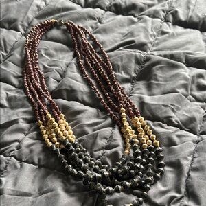 Black and Red Multi-Strand Necklace Statement Jewelry
